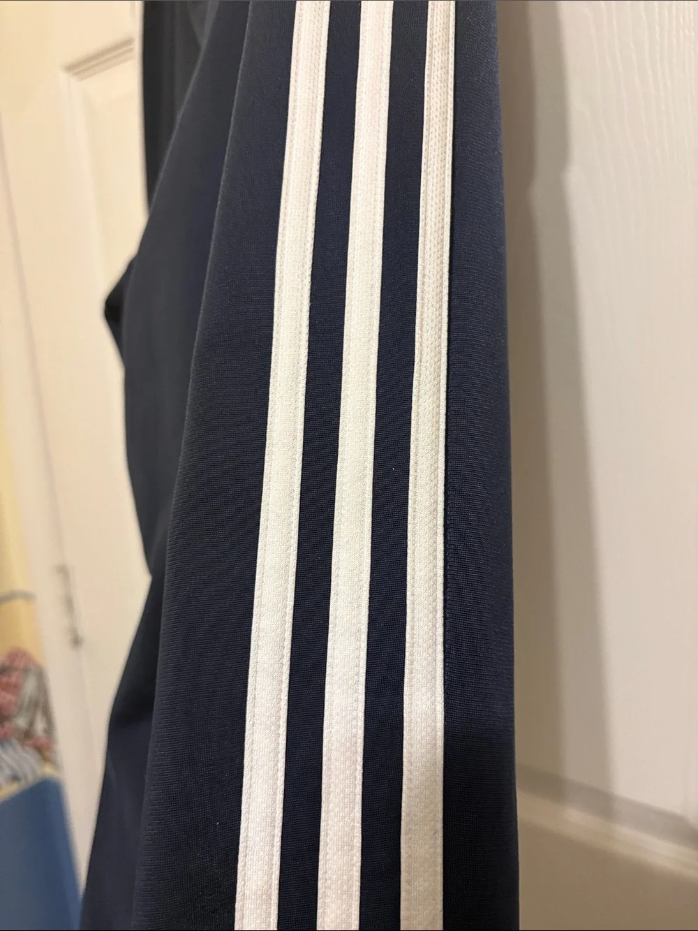 Adidas Navy Athletic Track Pants with 3 Stripes